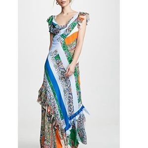 TORY BURCH Grand Voyage Ruffled Printed Maxi Dress Patchwork